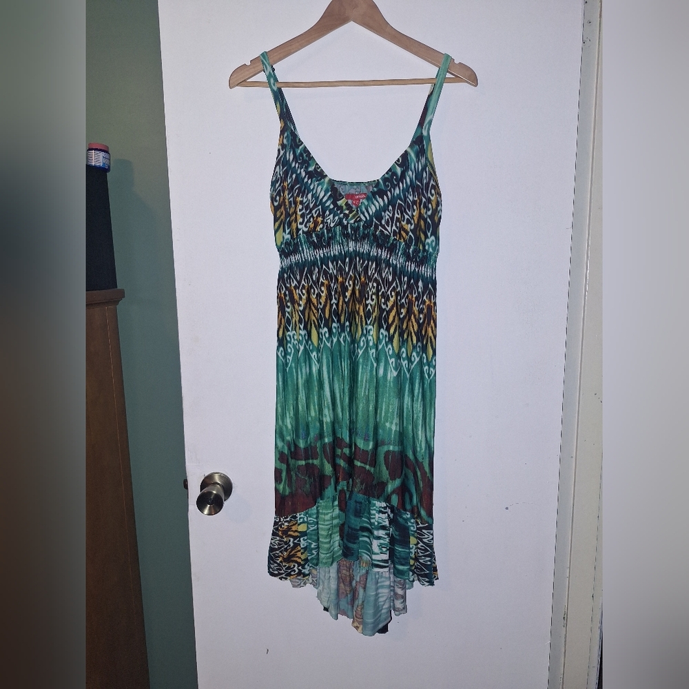 BONGO Green and Yellow High Low Dress